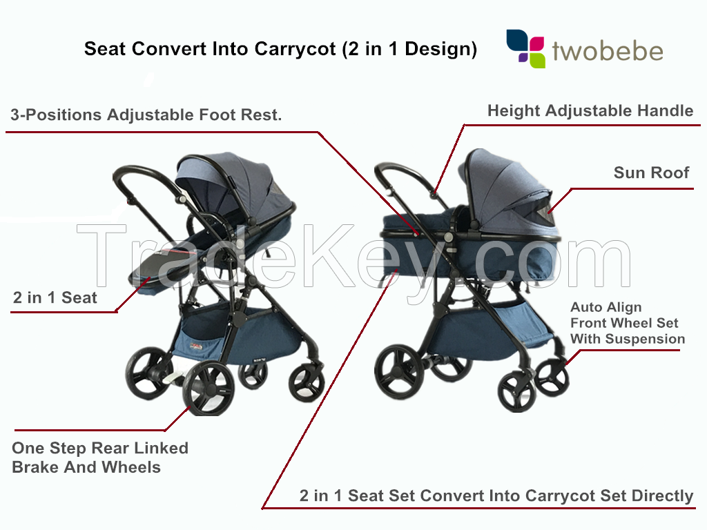 2018 Alibaba newborn travel system baby stroller en1888 / top baby stroller brands / tandem jogging baby pushchair  3 in 1 travel system