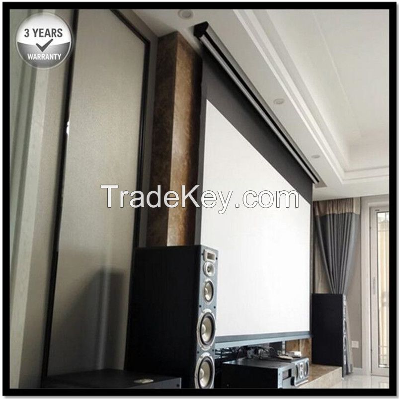 16:9, 4K Ultra HD and Active 3D Ready, Tensioned Electric Motorized Projection Projector Screen