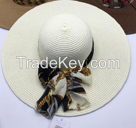 wholeseller fashion lady straw sun hats with silk ribbons, trend cheap women floppy beach hat, elegant paper hat, recycle customized fashion accessories