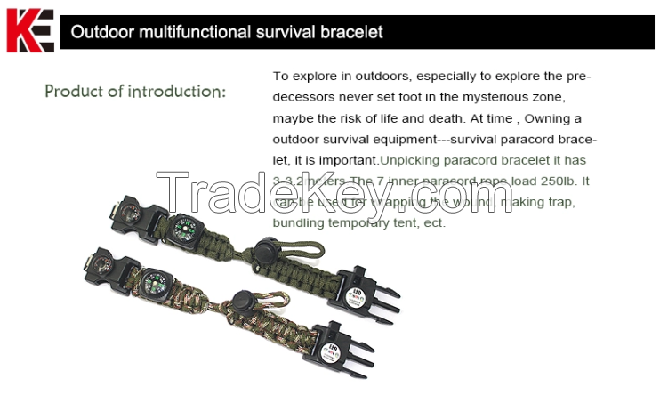 2020 Amazon New Products Survival personalized Bracelet, Camping Equipment Outdoor Items climbing wholesale Survival Bracelet