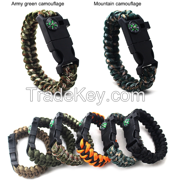 Mini Outdoor Handmade Survival Bracelet For Hiking, Everyday Use Colorful Handmade 7-Core Rope Parac