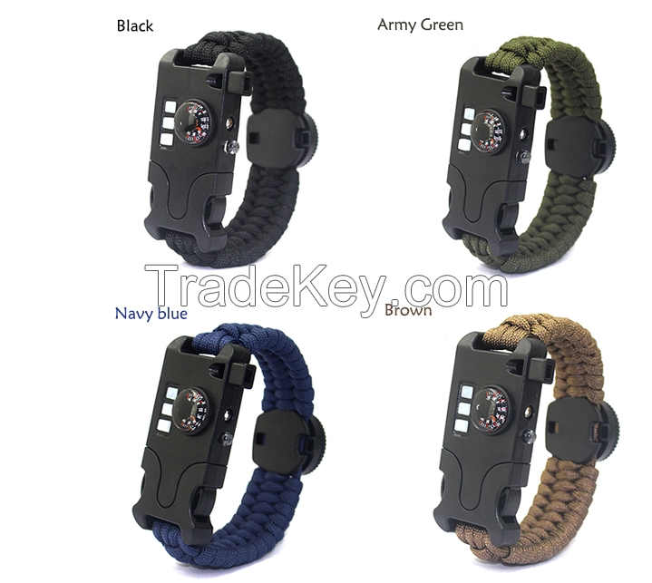 Wholesale camping fashion multi-functional emergency Bracelet, Daily use of auxiliary line accessori