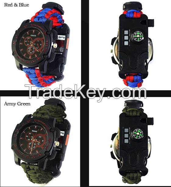 Small Gift Outdoor Survival Sport Watch, Wholesale Paracord Accessories Exclusive Adventure Watch