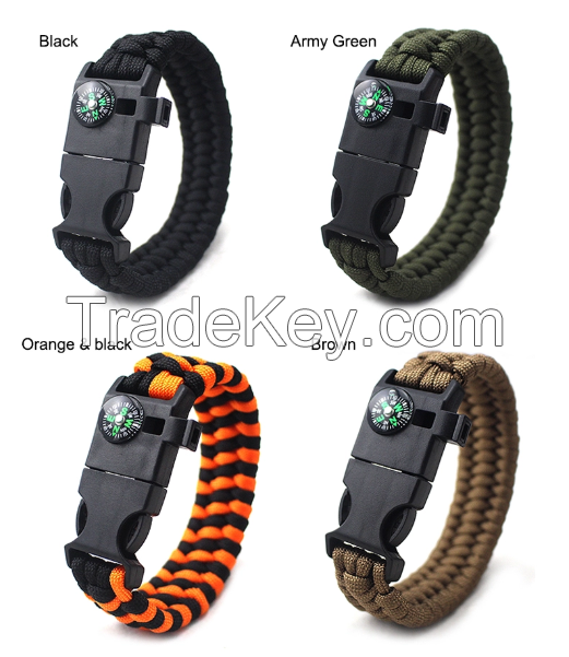 Multi Colors Outdoor Survival Multifunction Bracelet, Fashion Men Outdoor Survival Bracelet