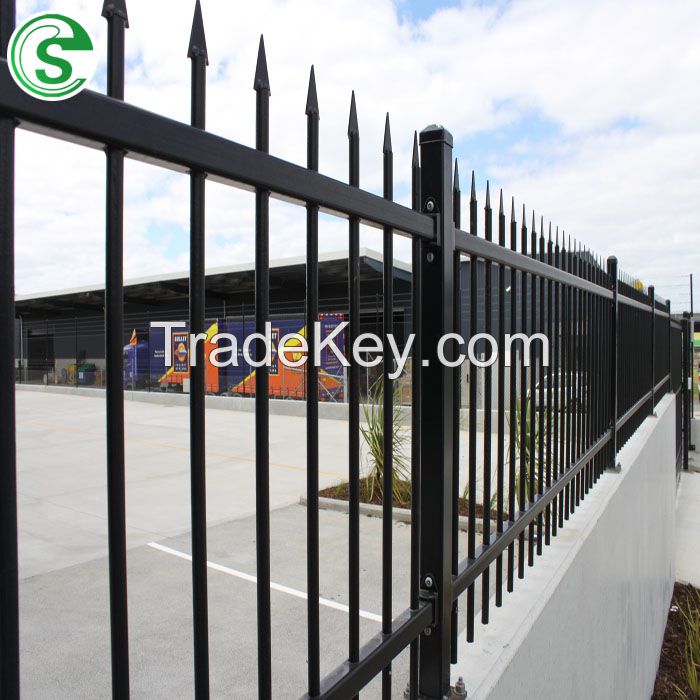 Factory Cheap Powder Coated Black Steel Tubular Security Fence