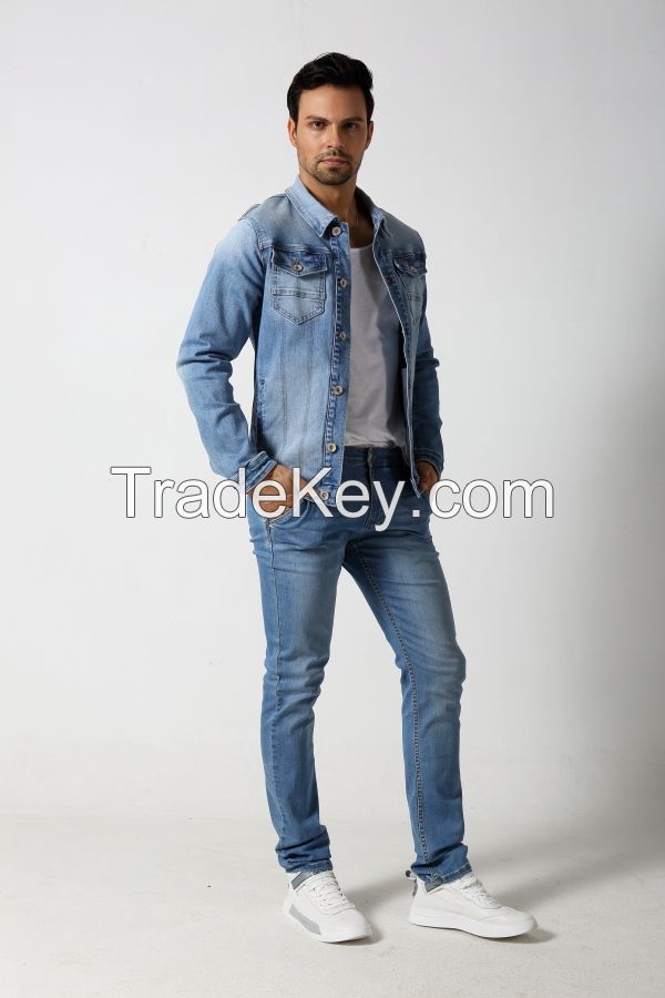 Men's stretch light basic denim jacket