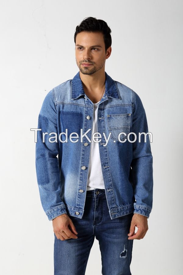 Men's dark patches denim jacket