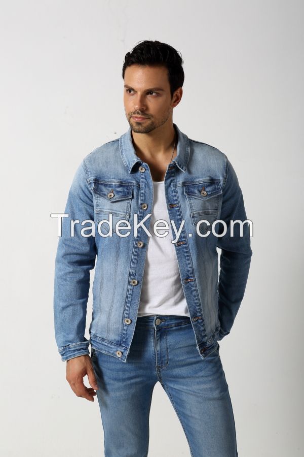 Men's stretch light basic denim jacket