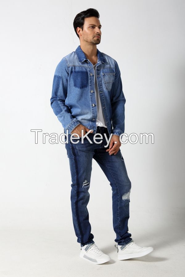 Men's dark patches denim jacket