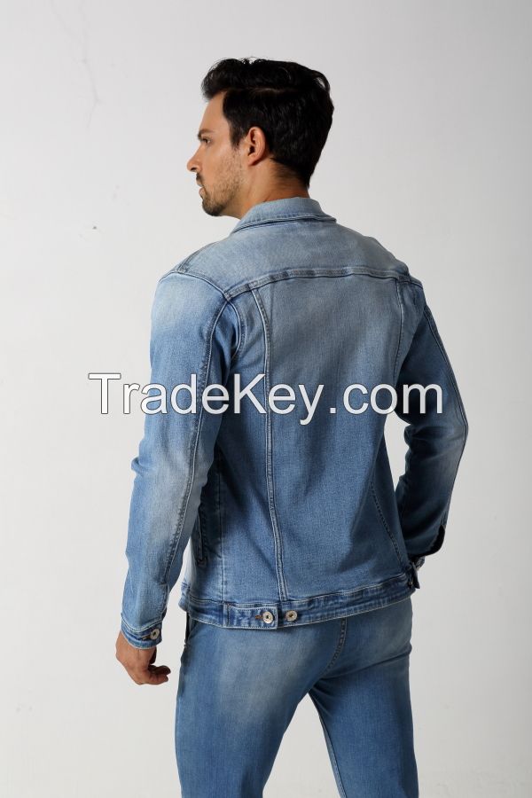 Men's stretch light basic denim jacket