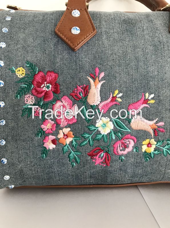 Denim bags with embroidery