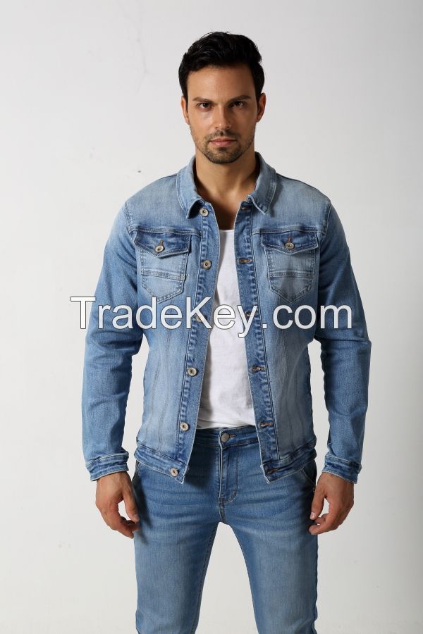 Men's stretch light basic denim jacket