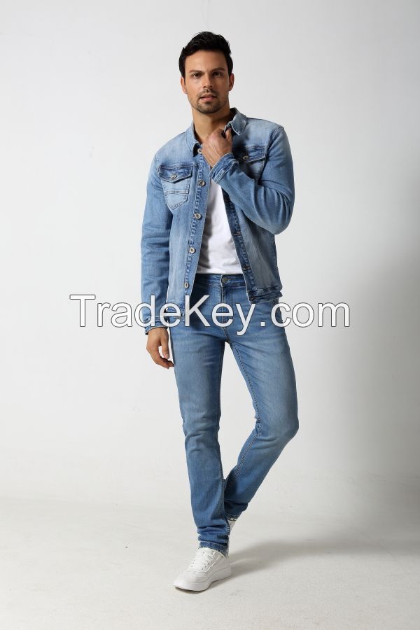 Men's stretch light basic denim jacket