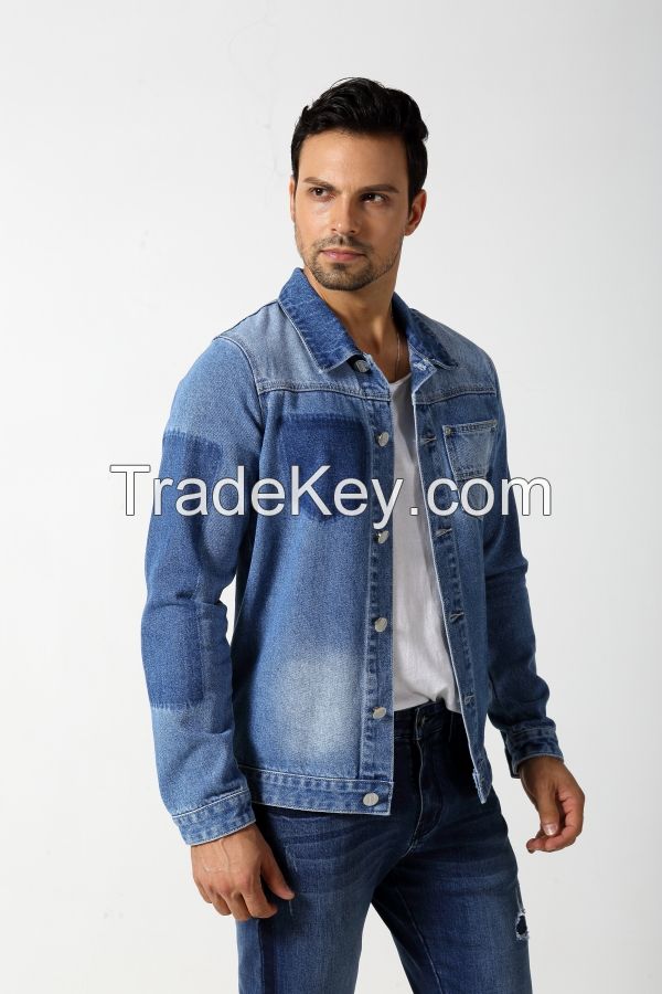 Men's dark patches denim jacket