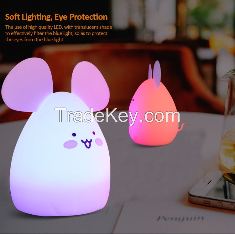 3D Lamp Night Light Touch Table Desk Lamps, Nice 7 Color Changing Lights With ABS Base &amp; USB Charger Port