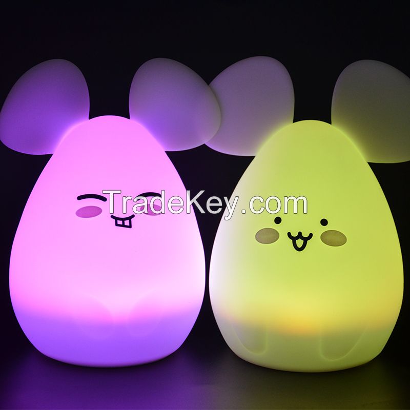 3D Lamp Night Light Touch Table Desk Lamps, Nice 7 Color Changing Lights With ABS Base & USB Charger Port