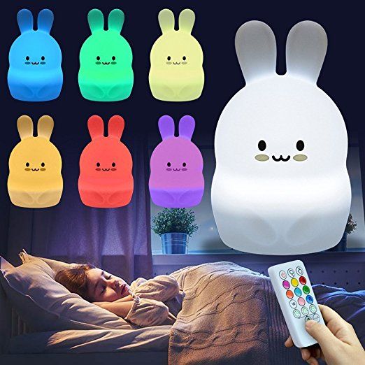 Night Light Silicone Rabbit Remote Control And Sensor Touch Changing Color Night Lamp 