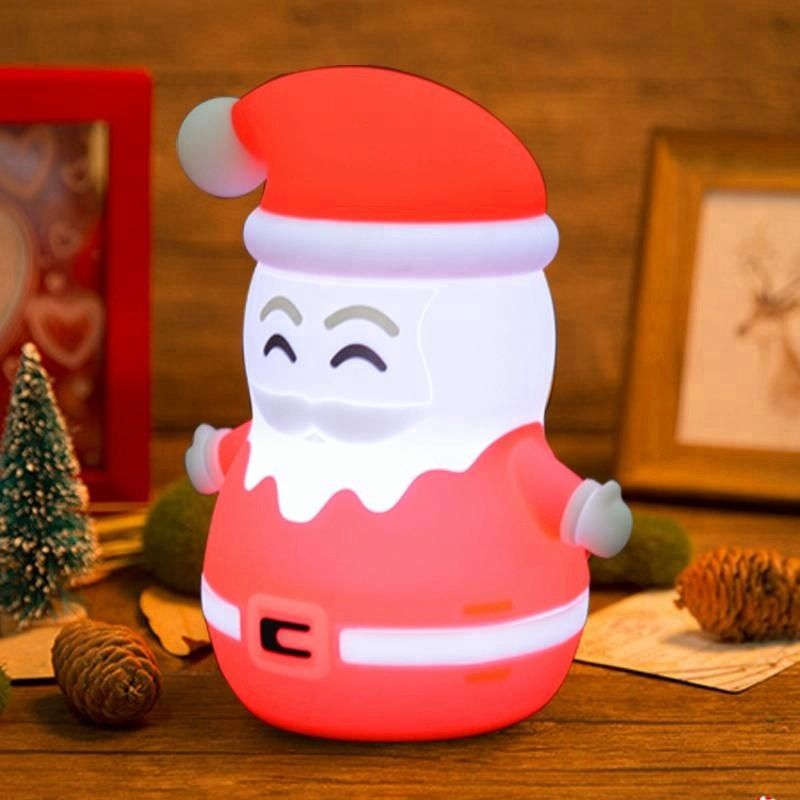 Night Light Silicone USB Charge Point Santa Clause Shape Night Light Christmas Present for girl, boy, children