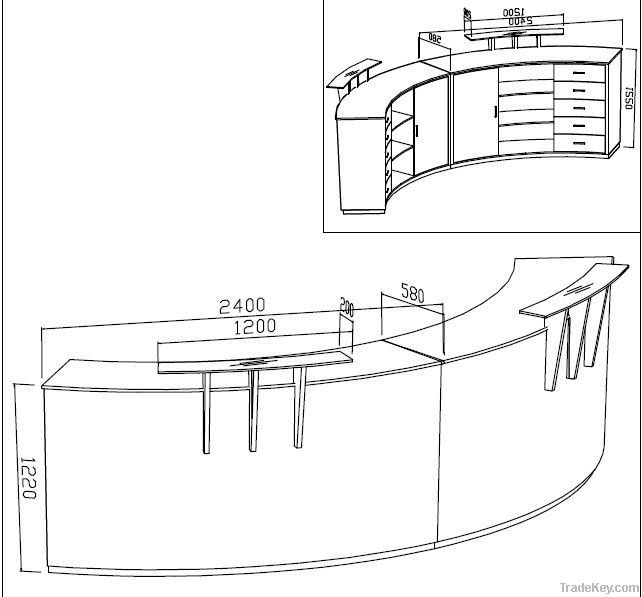 High end wooden veneer+ Marble/granite reception desk custom manufactu