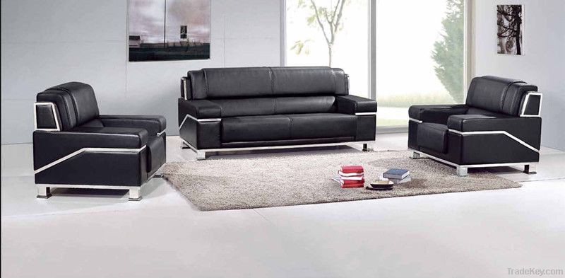 Black leather furniture OFFICE SOFA SET(FOHJZ-6673)