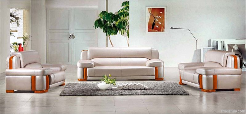 Leather Office Sofa (White Genuine Indoor Furniture - FOHJZ-6608)