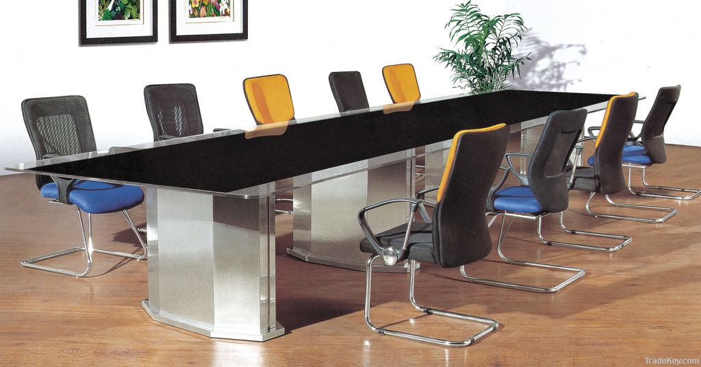 Custom glass top conference table