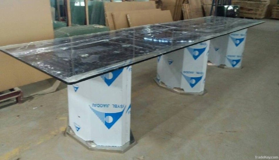 Custom glass top conference table