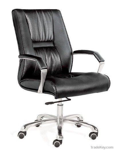 Black Leather Chair/ Assistant Chair/ Chair with Castors