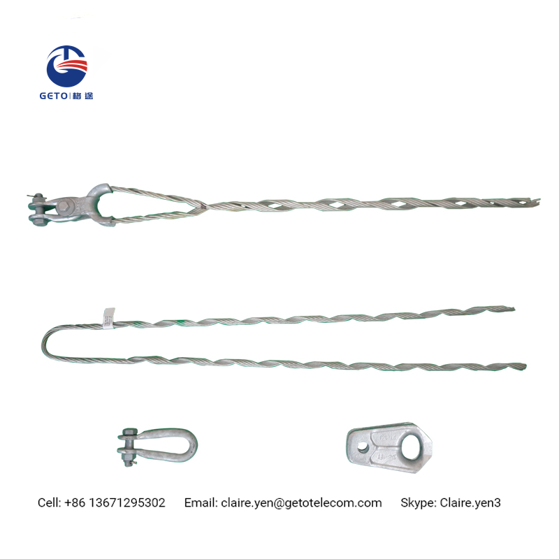 Preformed helical tension anchoring deadend clamps