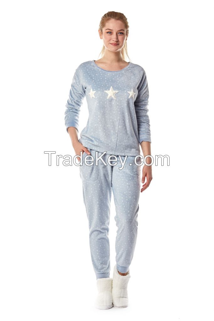Blue Fleece Pajamas Set