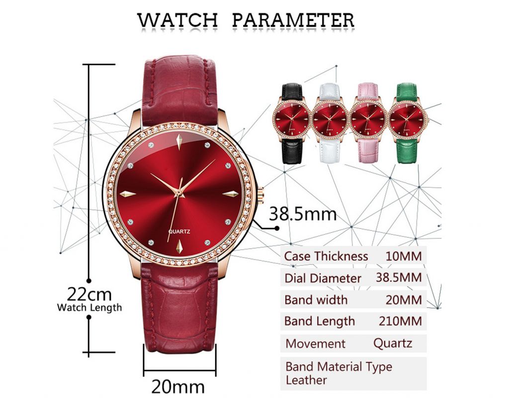 Ladies Jewelry Fashion watch , Slim women stainless steel Analog wrist watch with Genuine leathe