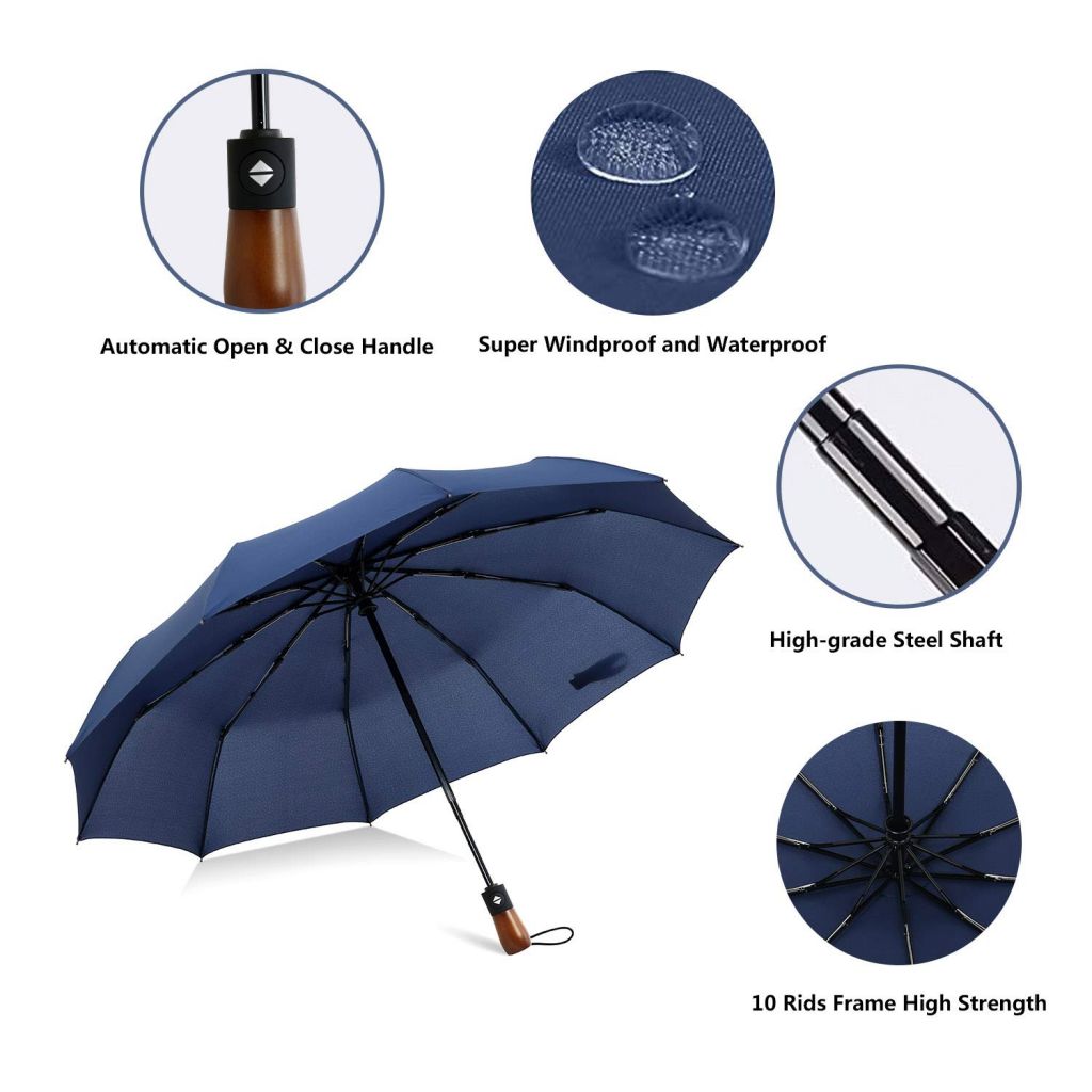 UV Protection Auto Open Close 3 Folding Umbrella