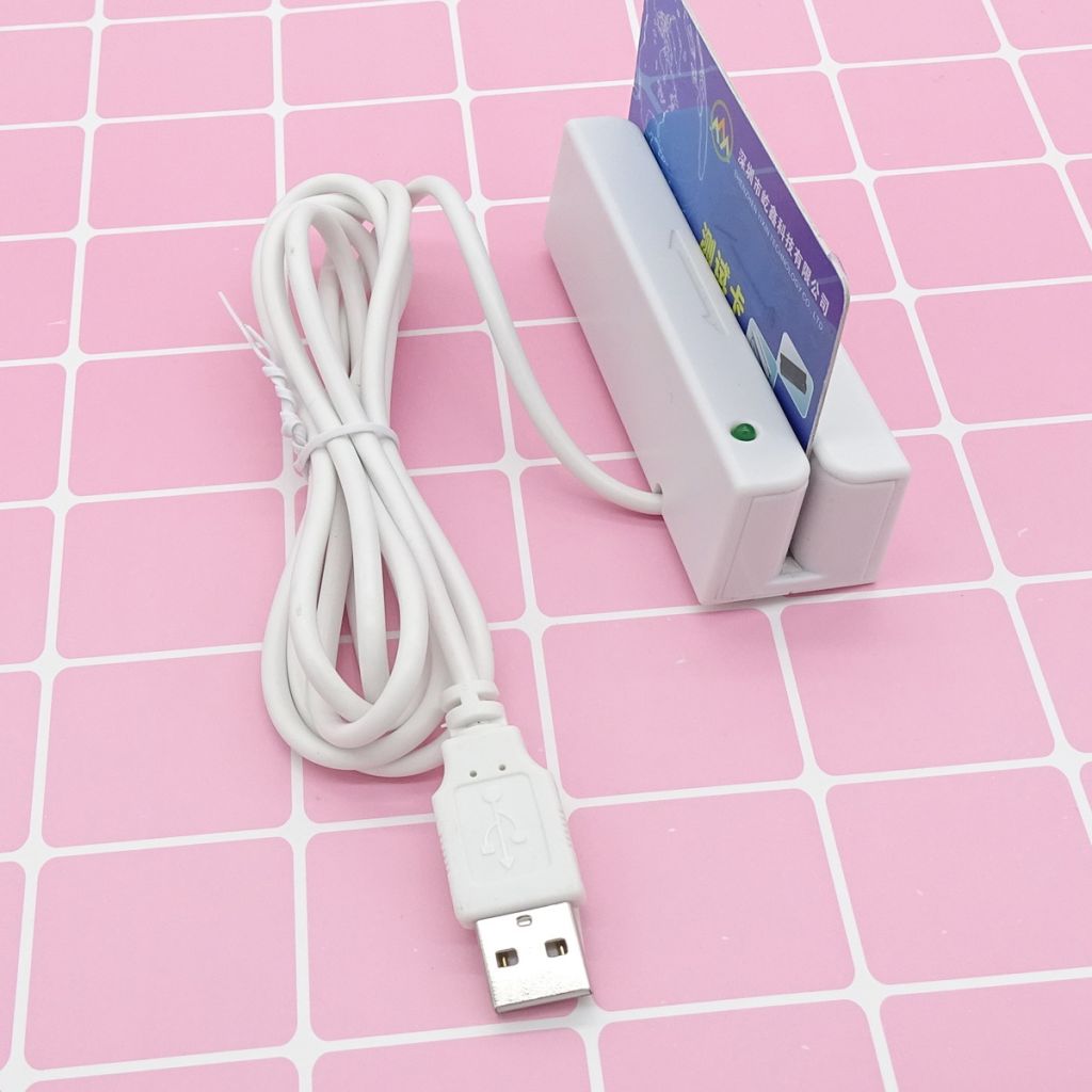Classic white USB magnetic stripe card reader, OEM customized various