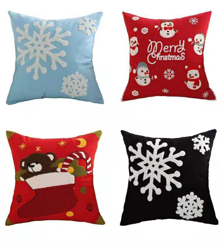 Christmas Embroidery Cushion Cover Home Sofa Decor