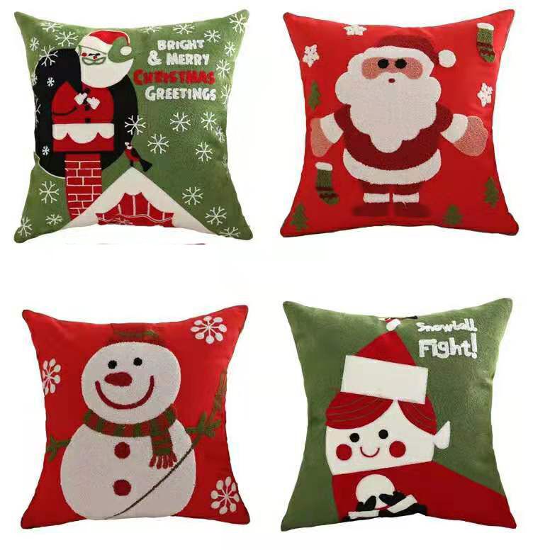 Christmas embroidery cushion cover home sofa decor