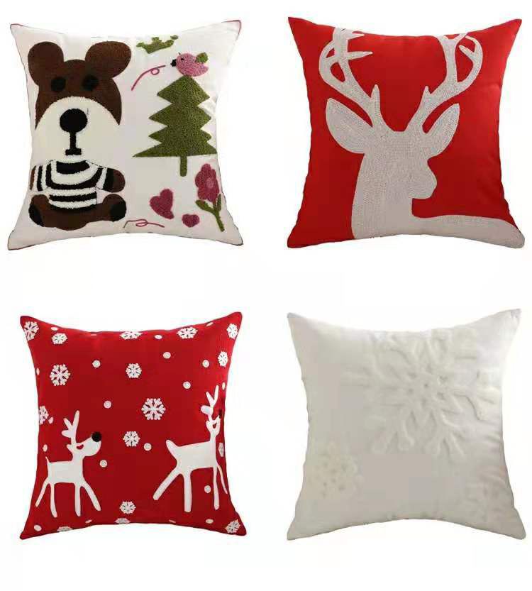 Christmas embroidery cushion cover home sofa decor