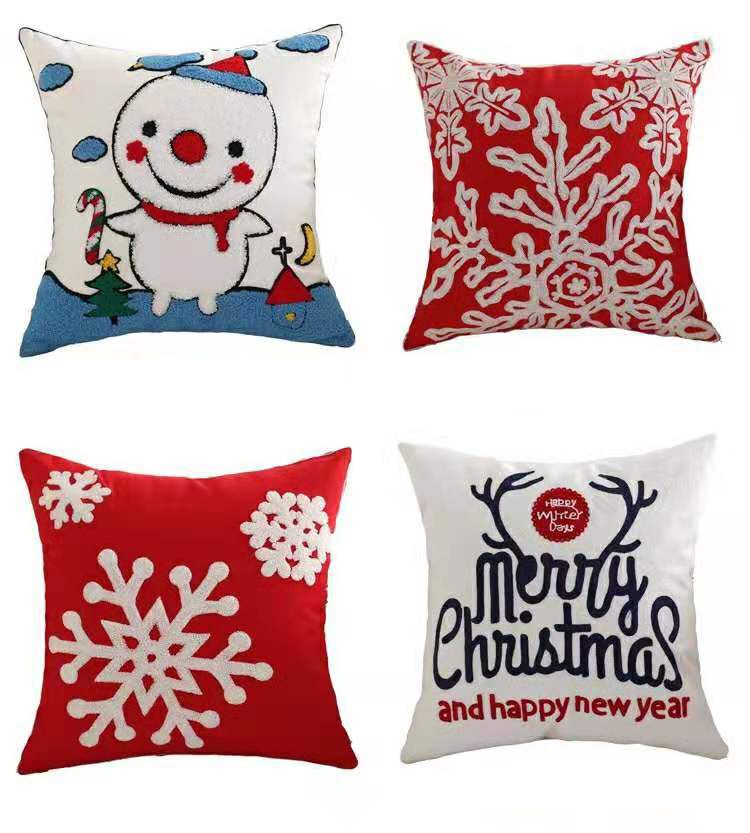 Christmas Embroidery Cushion Cover Home Sofa Decor