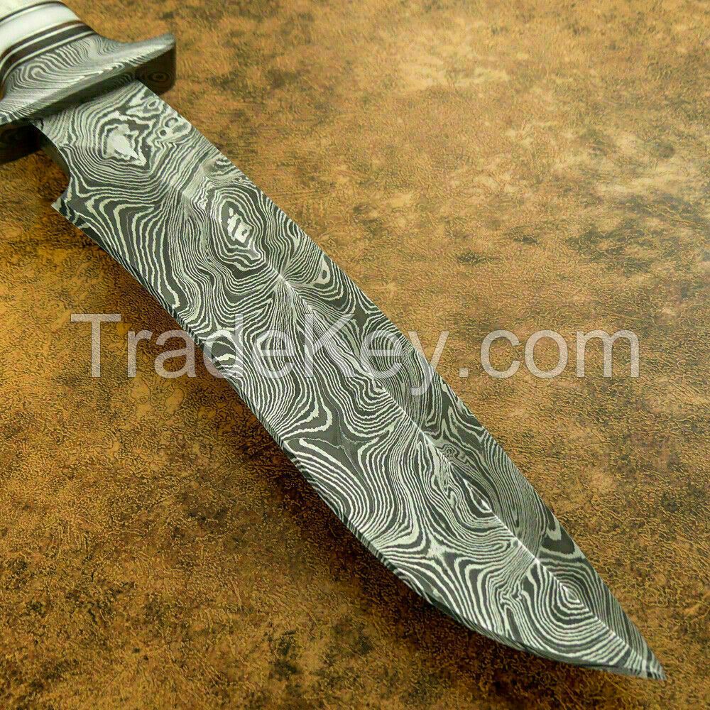 Blacksmith New Custom Handmade Damascus Steel Hunting Knife, Stag Horn Handle