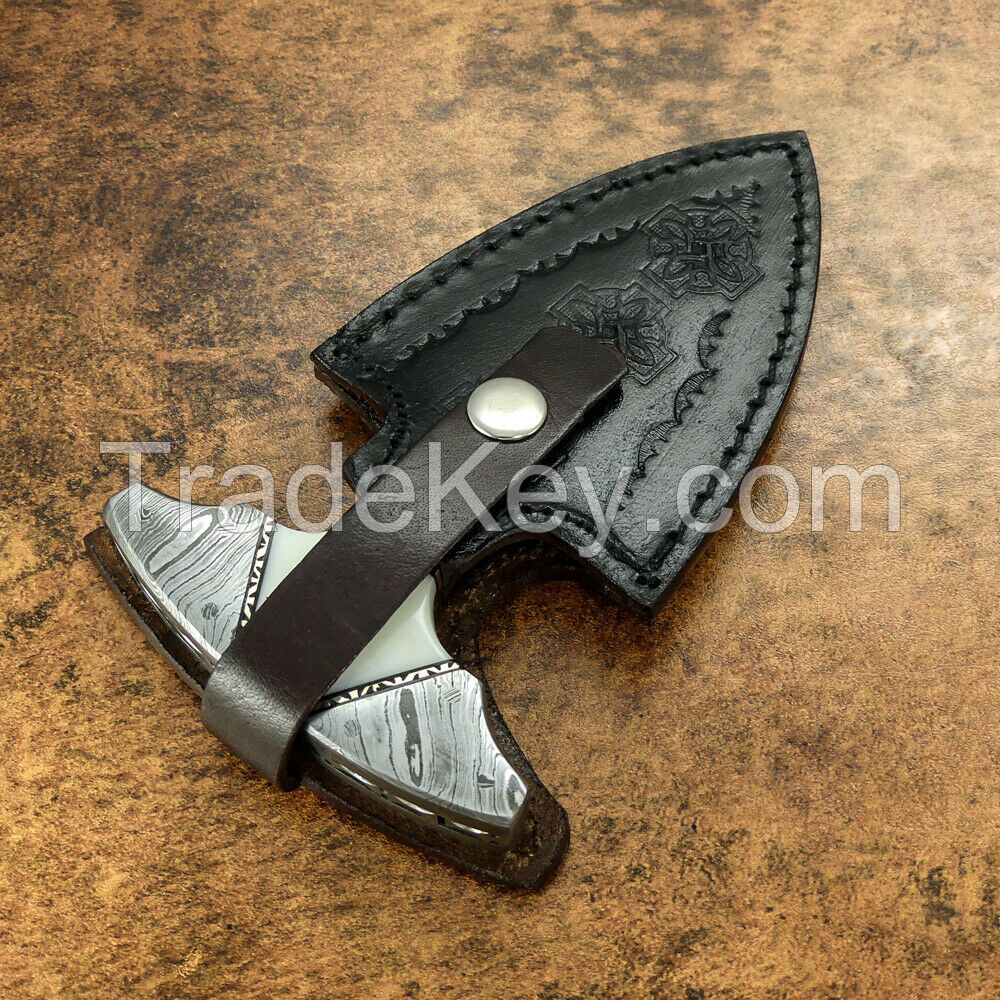 IMPACT CUTLERY RARE CUSTOM D2 FULL TANG ART SKINNING KNIFE DAMASCUS