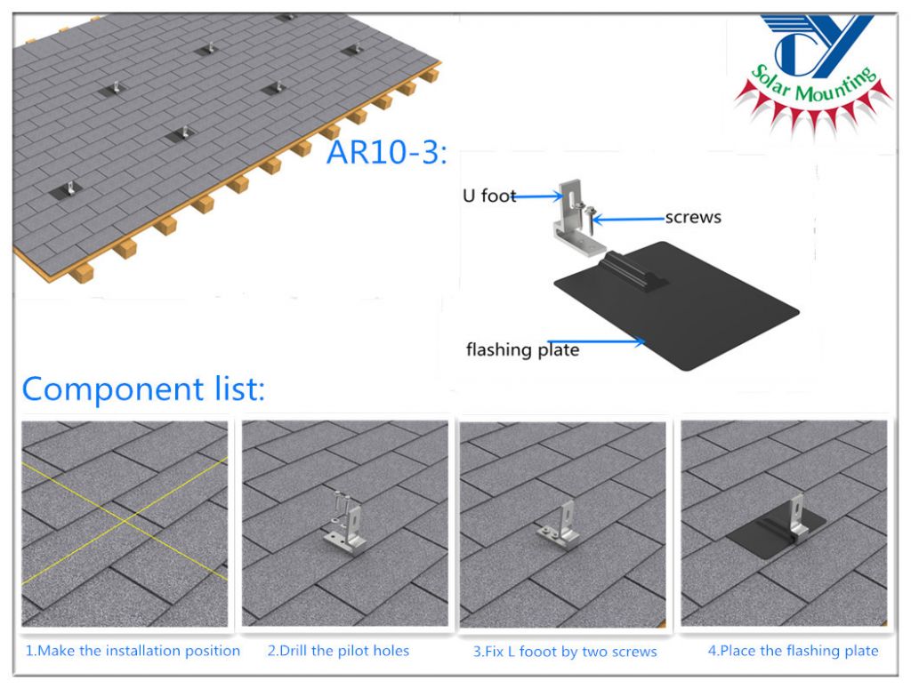 asphalt shingle roof mount solar racking system