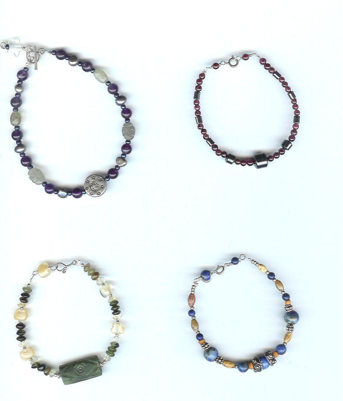 Custom made artist bracelets sterling gemstone