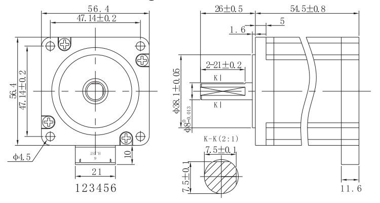 2 phase 57mm stepper motor Y07-59D1-3039-LS for HAN'S laser