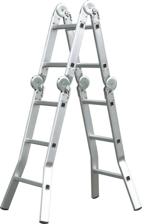 Aluminum multipurpose ladder with handrail hinge folding adjustable unique foot design non-slip foot EN131