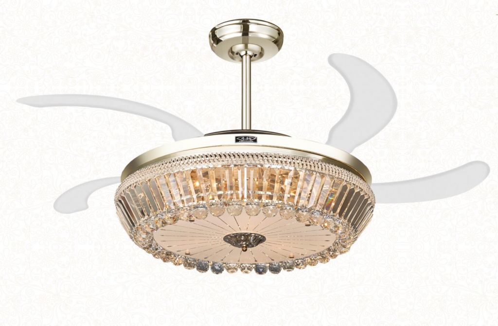 Luxury Crystal Ceiling Fan Lamp with Semi-Invisible Blade