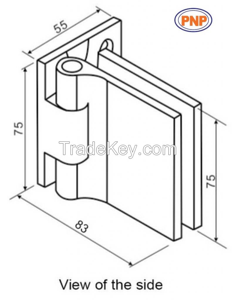 PNP880N Wall To Glass 90 Degree Front Shower Hinges