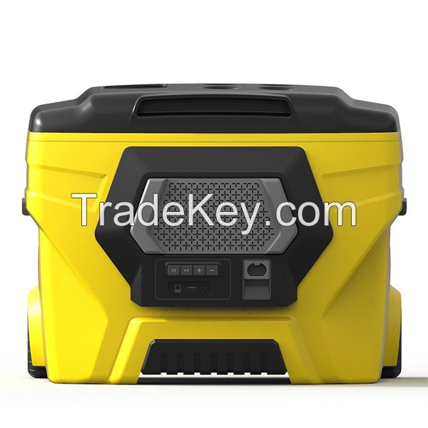 Multifunction Speaker Wheeled Cooler Box 50l  With Bluetooth Ice Box Trolley Cooler