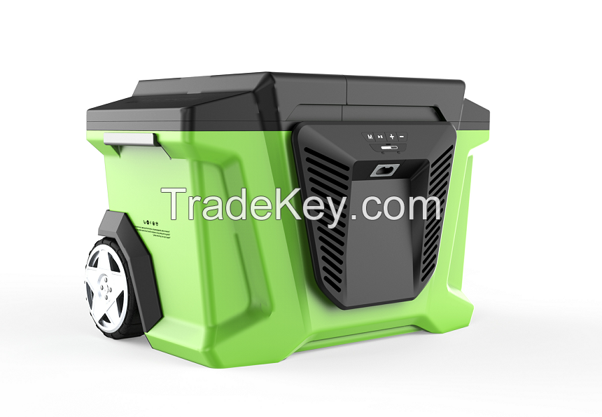 big camping wheeled trolley cooler box with speaker