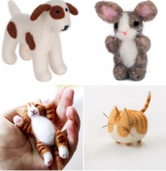 DIY wholesale handmade wool felt animals ornaments decoration needle felted animal toys 