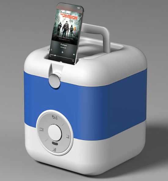 Portable cooler with mini speaker
