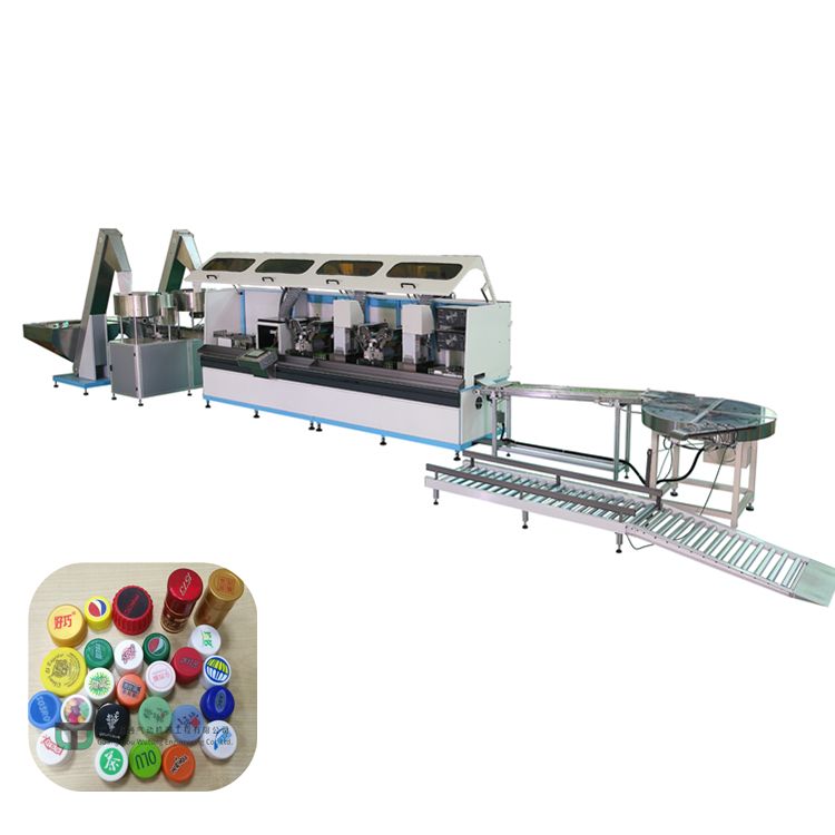 Automatic closure offset printing machine beverage oil cap printing machinery UV curing flame treatment WT-216 / 3025 / 430